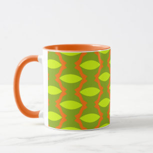 Mug Motif ovales verts et rayures orange