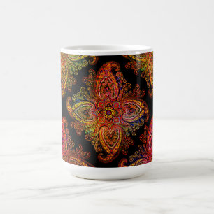 Mug Motif Paisley Multicolore sur Noir 02