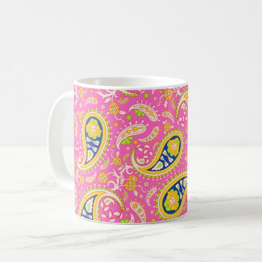 Mug Motif Paisley sur rose (Devant gauche)