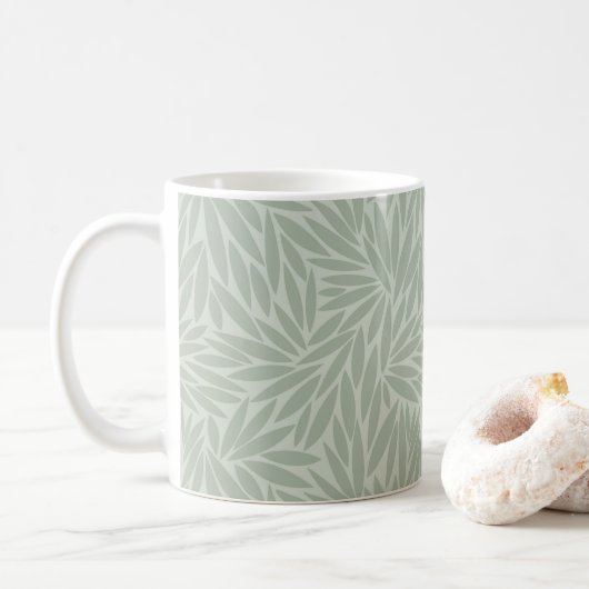 Mug Motif Pale Sage Green Leaf (Avec donut)