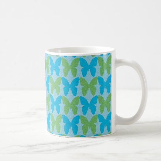 Mug Motif papillon décoratif bleu et vert (Droite)