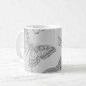 Mug Motif papillon, Papillons gris, Votre Nom (Devant gauche)