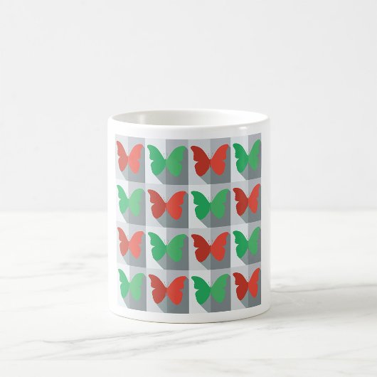 Mug Motif papillon rouge et vert