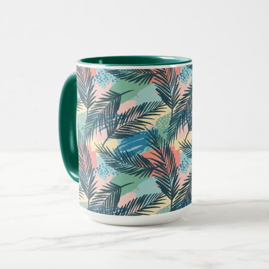 Mug Motif Pastel Tropical Leaf (Devant gauche)