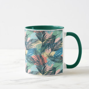 Mug Motif Pastel Tropical Leaf