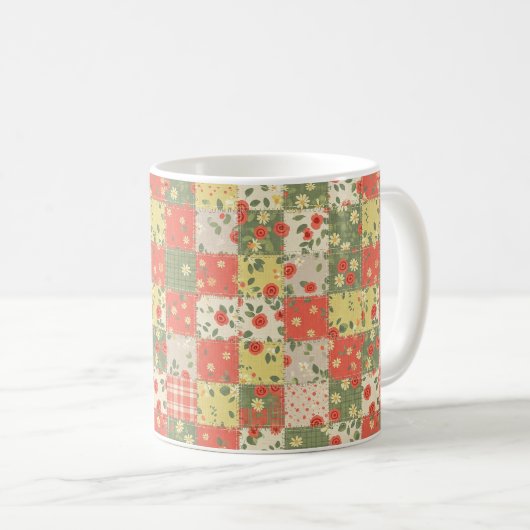 Mug Motif Patchwork Floral de Ferme (Devant droit)