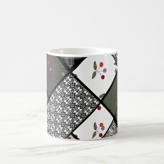 Mug Motif patchwork rustique Gris Olive (Centre)