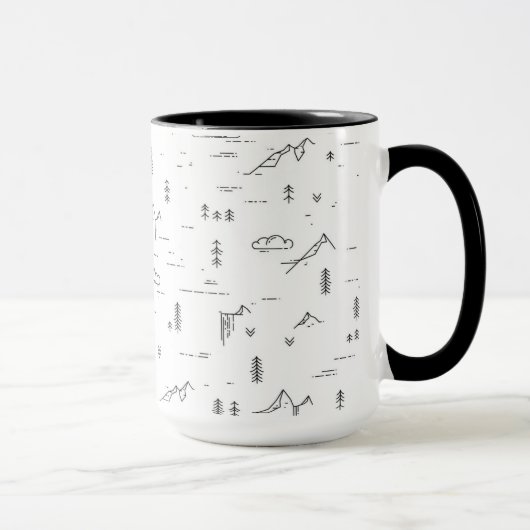 Mug Motif paysager des lignes de bois géométriques (Droite)