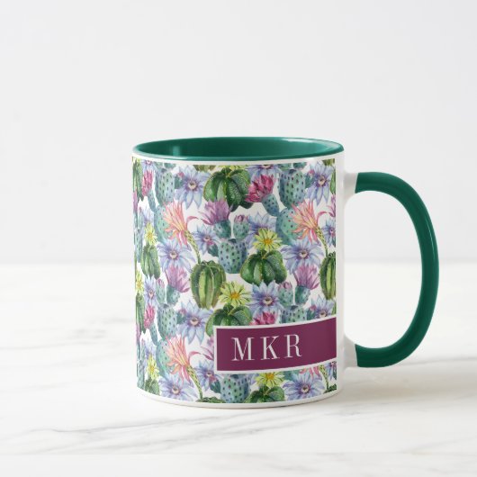 Mug Motif peint à la main de cactus d'aquarelle (Droite)