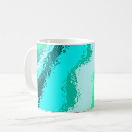 Mug Motif peint expressif bleu sarcelle vert (Devant gauche)