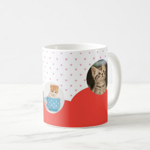 Mug Motif personnalisé de chatons mignons et de cœurs