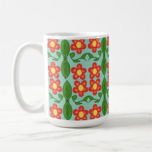 Mug Motif personnalisé de fleurs et de feuilles d'art 