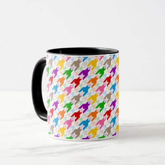 Mug Motif pied-de-poule coloré blanc (Devant gauche)
