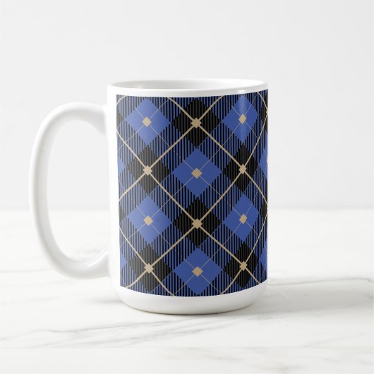 Mug Motif plaid Black Blue tendance (Gauche)