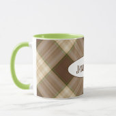 Mug motif plaid brun avec nom (Gauche)