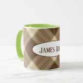 Mug motif plaid brun avec nom (Devant gauche)