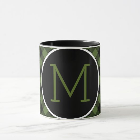 Mug Motif Plaid de contrôle de bison noir vert personn (Centre)