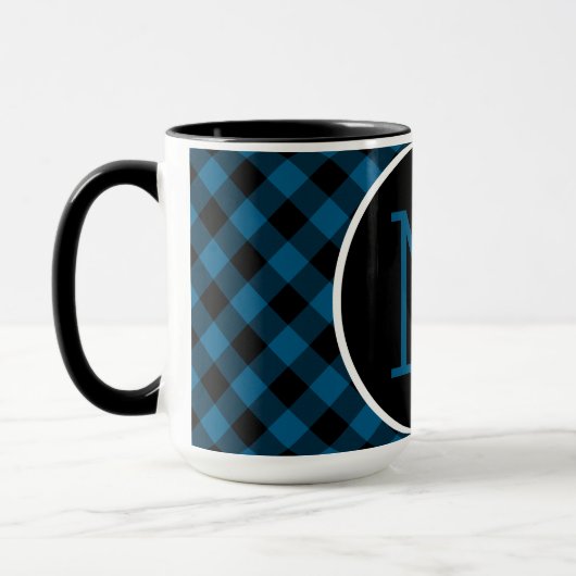 Mug Motif Plaid personnalisé Blue Black Buffalo Check (Gauche)