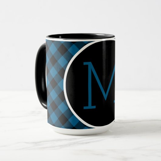 Mug Motif Plaid personnalisé Blue Black Buffalo Check (Devant gauche)
