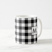 Mug Motif plaqué En vichy noir blanc avec Monogramme (Devant droit)
