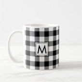 Mug Motif plaqué En vichy noir blanc avec Monogramme (Gauche)
