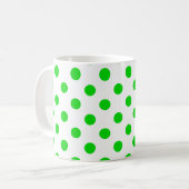 Mug Motif Pois vert sur Arrière - plan blanc (Devant gauche)