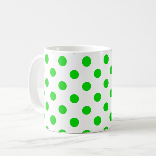 Mug Motif Pois vert sur Arrière - plan blanc (Devant gauche)