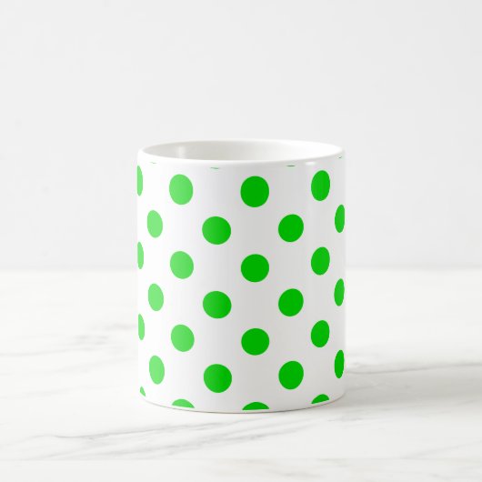 Mug Motif Pois vert sur Arrière - plan blanc (Centre)