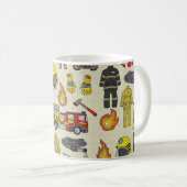 Mug Motif pompier, Camion-feu, Secourt, Flam (Devant droit)