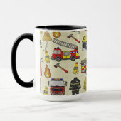 Mug Motif pompier, Camion-feu, Secourt, Flam (Gauche)