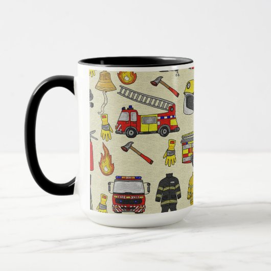 Mug Motif pompier, Camion-feu, Secourt, Flam (Gauche)