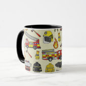 Mug Motif pompier, Camion-feu, Secourt, Flam (Devant gauche)