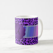 Mug Motif pourpre de léopard de monogramme (Devant droit)