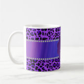 Mug Motif pourpre de léopard de monogramme (Gauche)