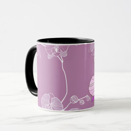 Mug Motif pourpre d'orchidée (Devant gauche)