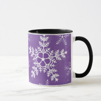 Mug Motif pourpre et blanc de flocon de neige