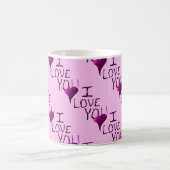 Mug Motif pourpre je t'aime de coeur tiré par la main (Centre)