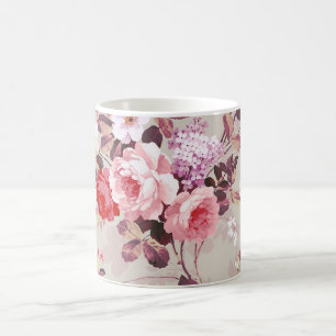 Mug Motif pourpre rouge-rose élégant vintage de rose
