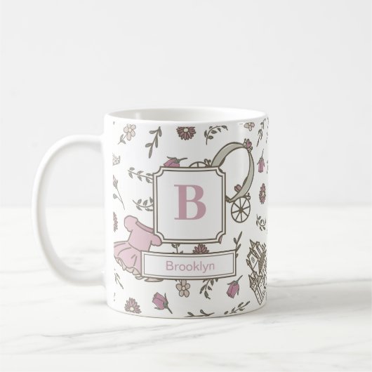 Mug Motif Princesse Rose Monogramme (Gauche)