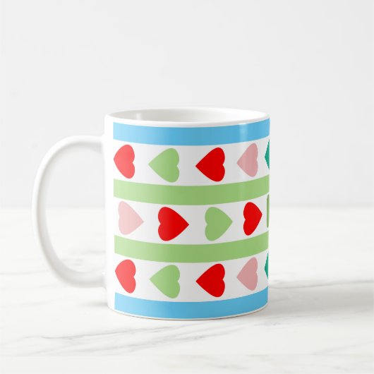 Mug Motif rayé avec des cœurs pour la Saint-Valentin (Gauche)