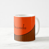 Mug Motif rayé combiné noir et orange (Devant droit)