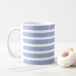 Mug Motif rayé côtier d'été bleu blanc