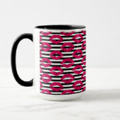 Mug Motif rayé du baiser B&W de rouge à lèvres (Gauche)