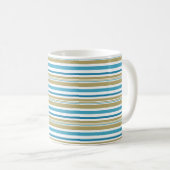 Mug motif rayé simple , coussin jeté olive et bleu (Devant droit)