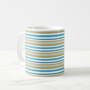 Mug motif rayé simple , coussin jeté olive et bleu
