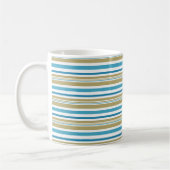 Mug motif rayé simple , coussin jeté olive et bleu (Gauche)