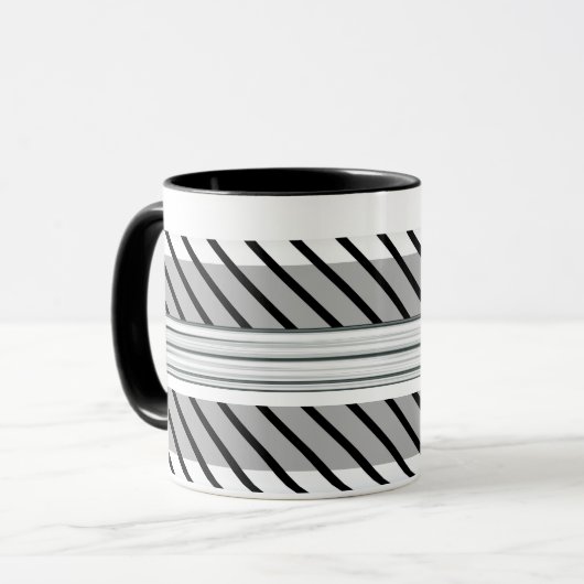 Mug motif rayé vert, noir et gris (Devant gauche)