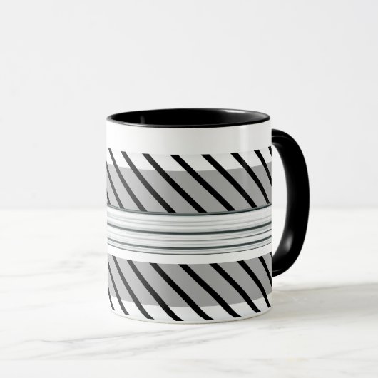 Mug motif rayé vert, noir et gris (Devant droit)