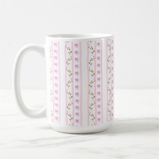 Mug Motif rayures florales roses