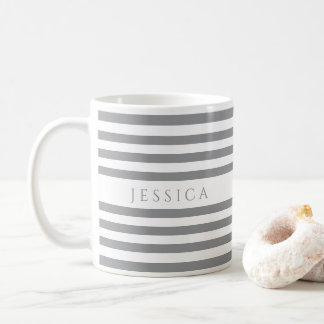 Mug Motif rayures grises minimalistes Nom